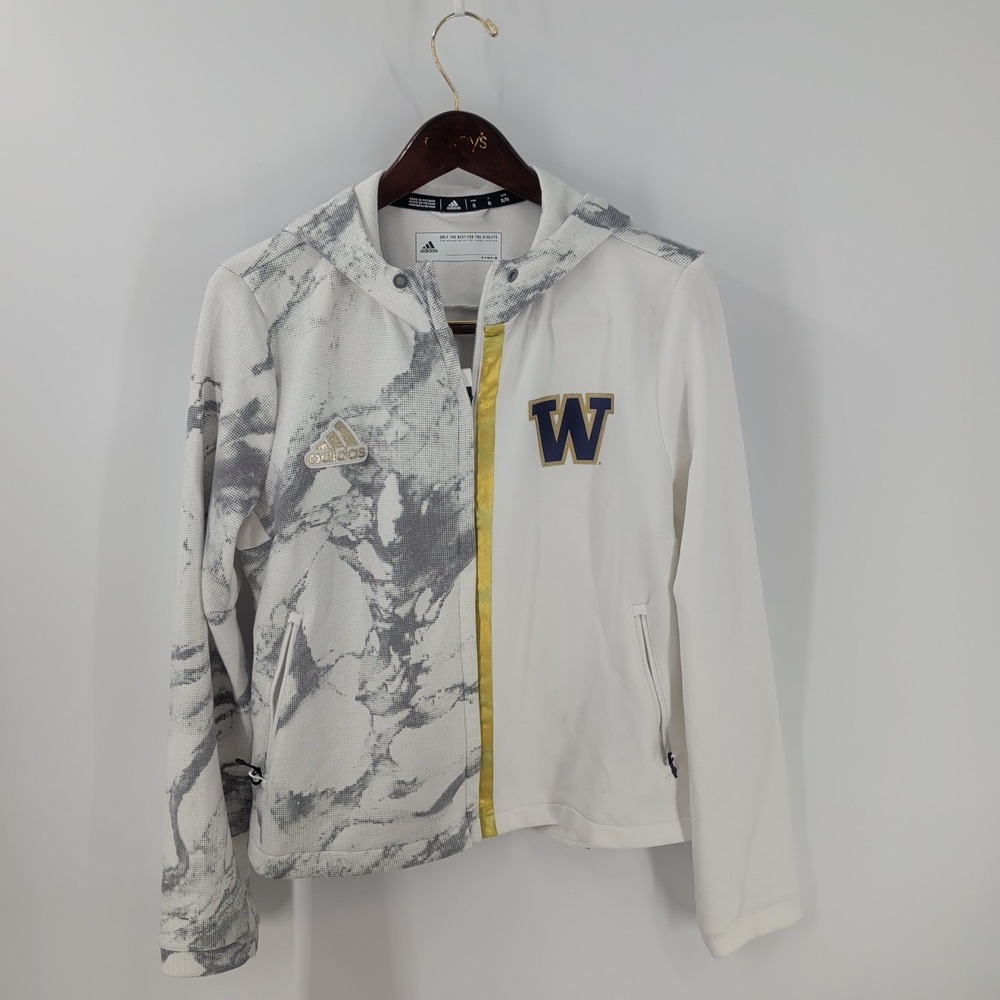 Vintage Washington Huskies Football Adidas Womens Full Zip Jacket White Gray XL